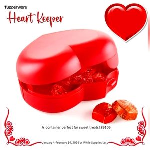 Tupperware, Red Heart Keeper Box, Hinged, NIP❣️❣️❣️